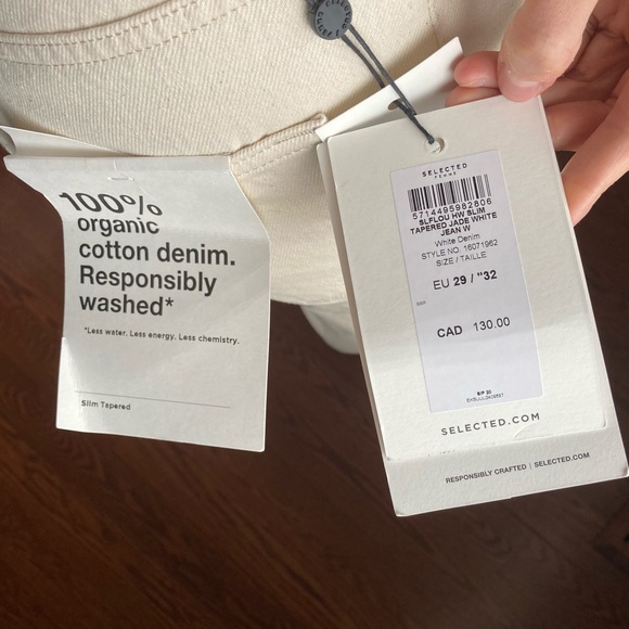 Cream 100% cotton high waisted jeans - Picture 5 of 7